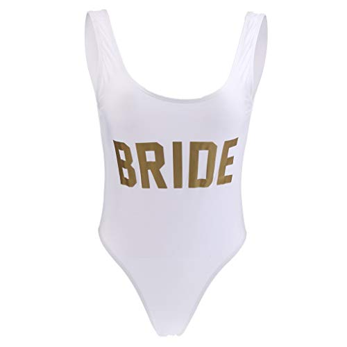 Mujeres Monokini Traje De Baño De Una Pieza Traje Mode De Marca De Baño Playa Moda Novia Traje De Baño Noche De Despedida De Soltera Fiesta De Despedida De Soltera (Color : Oro, Size : L)
