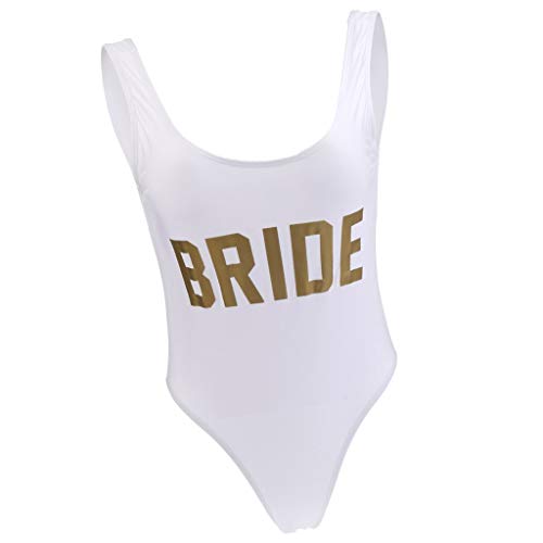 Mujeres Monokini Traje De Baño De Una Pieza Traje Mode De Marca De Baño Playa Moda Novia Traje De Baño Noche De Despedida De Soltera Fiesta De Despedida De Soltera (Color : Oro, Size : L)