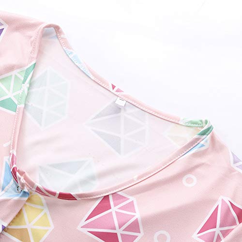 Mujeres Sexy Pantalones Cortos con Cuello en v Profundo Mameluco Mono Manga Larga una Pieza Bodycon Pijama General Verano (Rosado, XL)