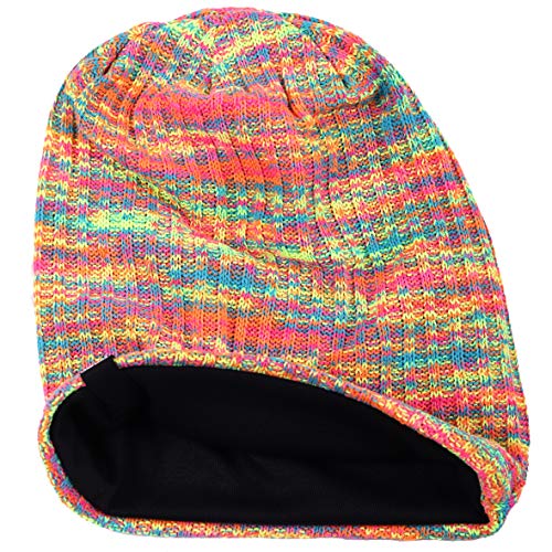 Mujeres Slouchy Gorro Tejer Boina Ribbed Holgado Casquete Invierno Verano Sombrero (Multi Rosado)