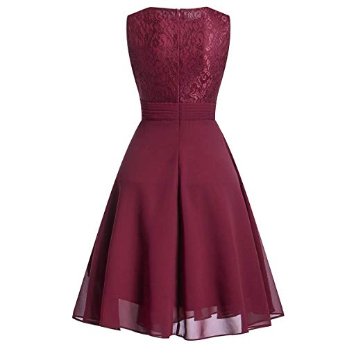 MVPKK Vestidos de Fiesta Mujer Elegante Cortos Vestido Formal sin Mangas para Mujer Vestido Largo de Encaje de Dama de Honor de Boda de señoras Vestido de Noche
