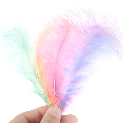 Mwoot 400 pcs Plumas de Colores, de artesanía Natural Plumas de Ganso para Disfraces, Bolsos, aretes, atrapasueños de Bricolaje, Festival de Bodas, Decoraciones para Fiestas en el hogar, 5-15 cm