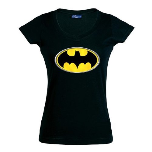 Mx Games Camiseta de Chica Manga Corta Logo Batman (Talla: S Chica Manga Corta Ancho/Largo[39cm/56cm])