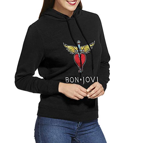 N / A Bon Jovi - Sudadera con capucha para mujer, de algodón, con capucha, talla L