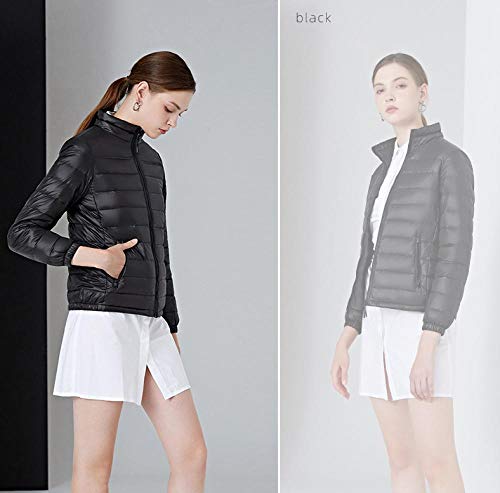 N / A Plumas Mujer Plumiferos Ligeros Mujer con Abrigo Plumas Ultralight Plumon Chaqueta Plumifero Ligero Corto Abrigos Señora Chaquetas Invierno Cazadoras Chaquetones Casacas-Negro_Large