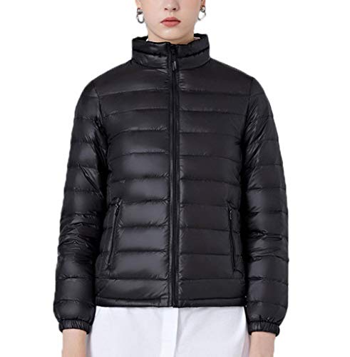 N / A Plumas Mujer Plumiferos Ligeros Mujer con Abrigo Plumas Ultralight Plumon Chaqueta Plumifero Ligero Corto Abrigos Señora Chaquetas Invierno Cazadoras Chaquetones Casacas-Negro_Large