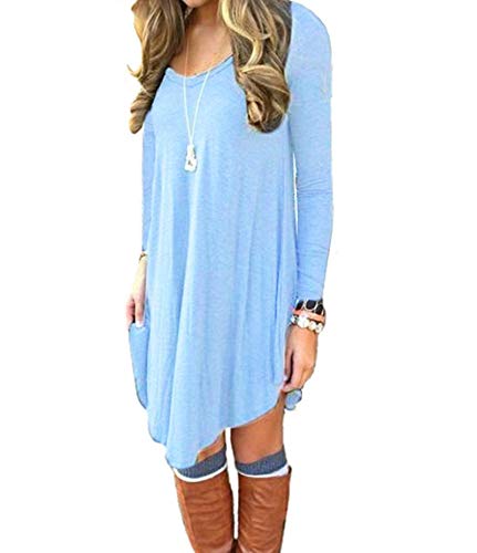 N-B Ropa de Mujer Europea y Americana Ebay Vestido   de Manga Larga con Cuello en V y Gran Swing Moda Casual