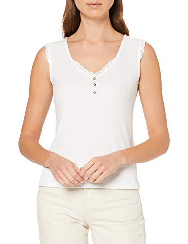 Naf Naf Ment64 Camiseta sin Mangas, Marfil (Écru 333), Large para Mujer