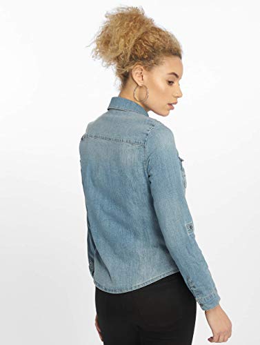 NAME IT Nmdilem LS Slim Shirt Vi027mb Noos Blusa, Azul (Medium Blue Denim), 44 (Talla del Fabricante: X-Large) para Mujer