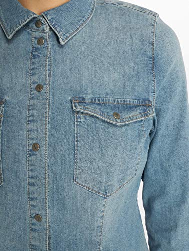 NAME IT Nmdilem LS Slim Shirt Vi027mb Noos Blusa, Azul (Medium Blue Denim), 44 (Talla del Fabricante: X-Large) para Mujer