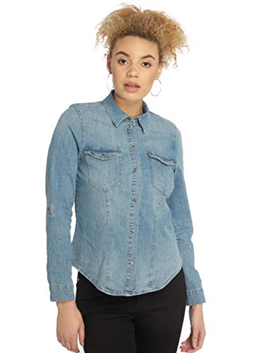 NAME IT Nmdilem LS Slim Shirt Vi027mb Noos Blusa, Azul (Medium Blue Denim), 44 (Talla del Fabricante: X-Large) para Mujer