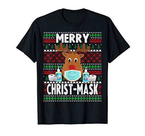 Navidad 2020 - Divertida máscara de reno de Navidad Camiseta