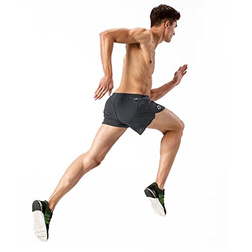 NAVISKIN Pantalones Cortos para Hombres Shorts Deportivos de Correr Fitness Secado Rápido Ligero Súper Transpirable Elásticos 7.6cm Gris M