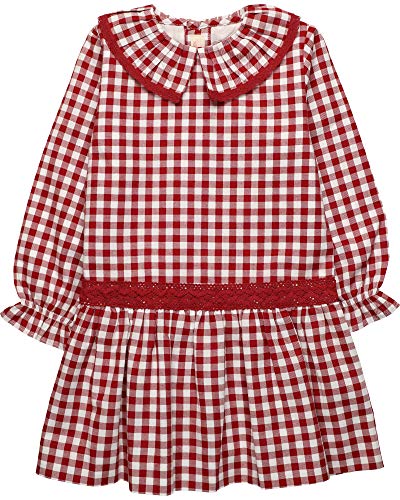 neck & neck Vestido de niña de Cuadros Vichy guinda. Talle bajo Talla 2A