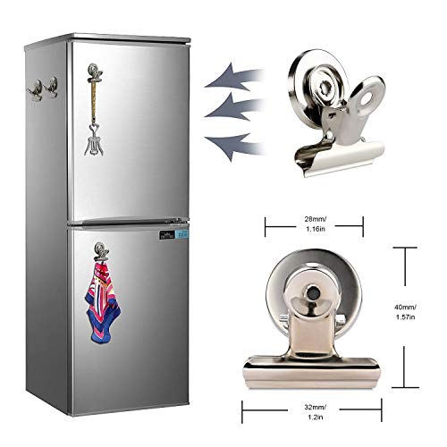 NEEGO Clips Magnéticos 10 Piezas Imánes Nevera Clip refrigerador Perfecto Imanes de nevera Imanes de la cocina Imanes de la pizarra para la escuela de la oficina casera (plata)