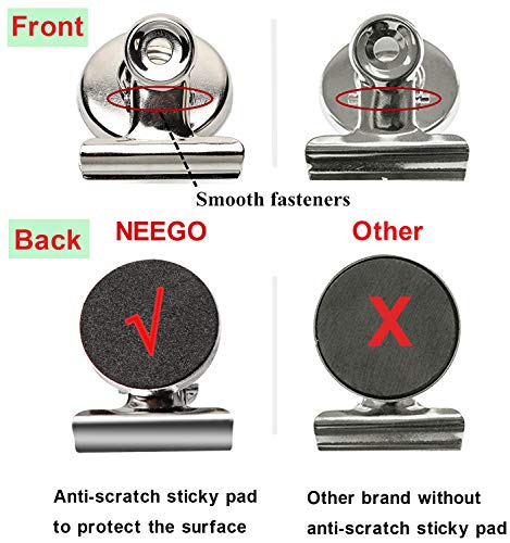 NEEGO Clips Magnéticos 10 Piezas Imánes Nevera Clip refrigerador Perfecto Imanes de nevera Imanes de la cocina Imanes de la pizarra para la escuela de la oficina casera (plata)