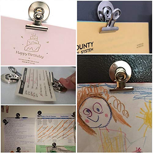 NEEGO Clips Magnéticos 10 Piezas Imánes Nevera Clip refrigerador Perfecto Imanes de nevera Imanes de la cocina Imanes de la pizarra para la escuela de la oficina casera (plata)