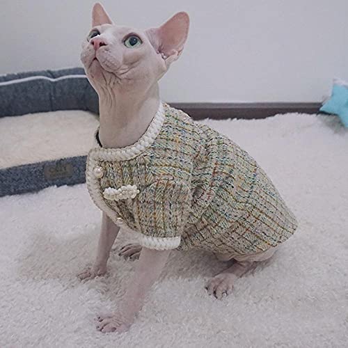 NELIT Sphynx Gato Ropa Abrigo Sin Pelo Ropa De Gato-Blanco_XS