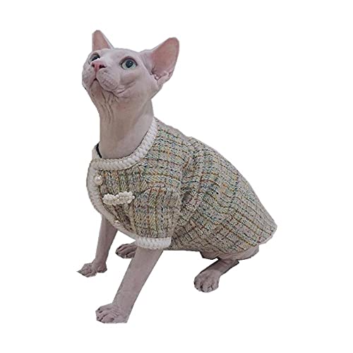 NELIT Sphynx Gato Ropa Abrigo Sin Pelo Ropa De Gato-Blanco_XS