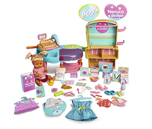 Nenuco - Boutique, Tienda de Moda para bebés con 30 Accesorios y Ropa para Cambiar el muñeco, una Caja registradora de Juguete con Sonido y luz, Dinero y Sonidos para Jugar Famosa (700015835)