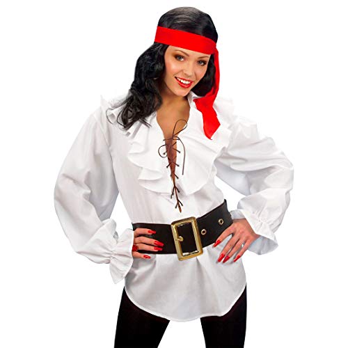 NET TOYS Blusa de Pirata Multiusos con Cordones y collarín - Blanco M (ES 40/42) - Atractiva Vestimenta Edad Media para Dama - Ideal para Fiestas de Pirata y Concurso de Disfraces