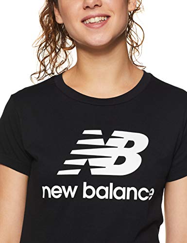 New Balance Camiseta de Manga Corta para Mujer Essentials con Logotipo apilado, Mujer, Manga Corta, WT91546, Negro 19, M
