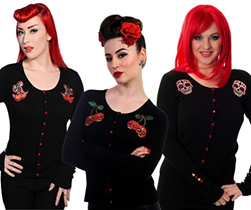 New Banned Skull Cherries Rockabilly - Cárdigan retro punk para mujer