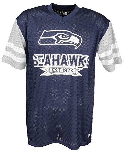 New Era Seattle Seahawks T Shirt NFL Jersey American Football Fanshirt Blau - L