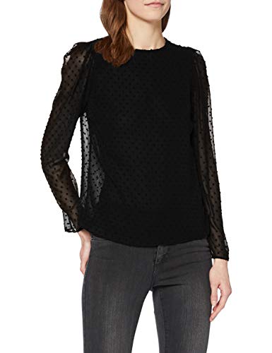 New Look Dave Dobby Gathered Slv Shell Camisa, Negro, 12 para Mujer
