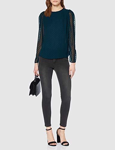 New Look Dave Dobby Gathered SLV Shell Camisa, Verde Oscuro, 38 para Mujer