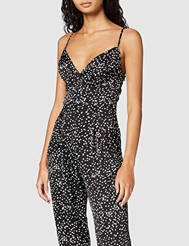 New Look Go EC Demi Sateen Strap Jsuit Camisa, Patrón Negro, 8 para Mujer