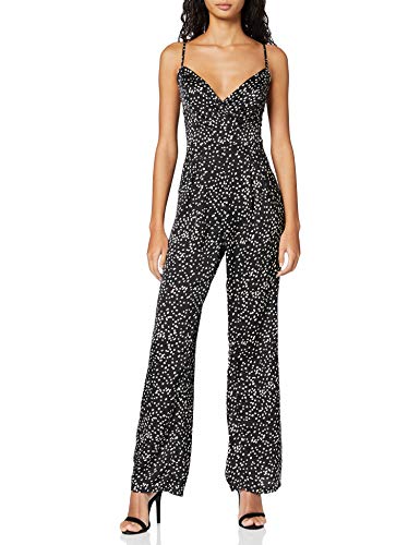 New Look Go EC Demi Sateen Strap Jsuit Camisa, Patrón Negro, 8 para Mujer