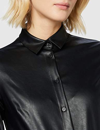 New Look Peyton PU Shirt Camisa, Negro (, 10 para Mujer