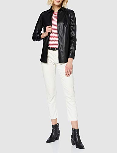 New Look Peyton PU Shirt Camisa, Negro (, 10 para Mujer