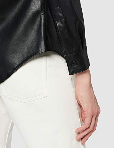 New Look Peyton PU Shirt Camisa, Negro (, 10 para Mujer