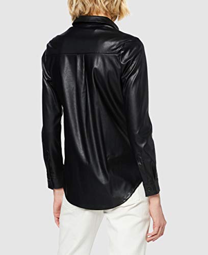 New Look Peyton PU Shirt Camisa, Negro (, 10 para Mujer
