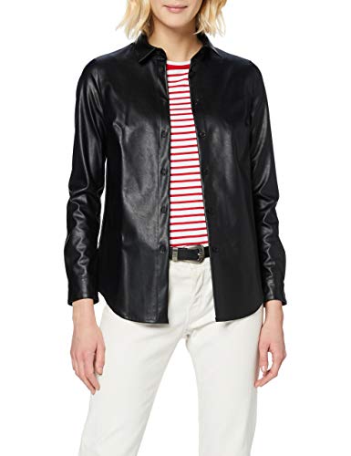 New Look Peyton PU Shirt Camisa, Negro (, 10 para Mujer