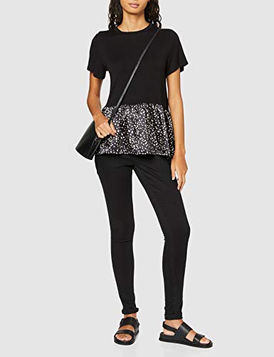 New Look T Markmaking Spot Satin Peplum Camisa, Patrón Negro, 8 para Mujer