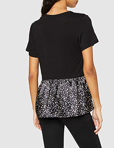 New Look T Markmaking Spot Satin Peplum Camisa, Patrón Negro, 8 para Mujer