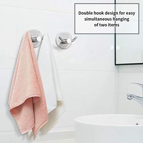 Newness 4 Piezas Ganchos Adhesivos, Gancho Toallero Pared Baño Cocina Ganchos de Pared 304 Acero Inoxidable Autoadhesivo Perchero Ganchos Colgadores para Colgar Paños, Toallas (10 kg Max)