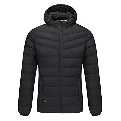 NICOLIE Calentador De Calefacción Inteligente USB Eléctrico Abrigos Chaqueta Cálida Compatible con Hombres Mujeres - Negro - 3XL