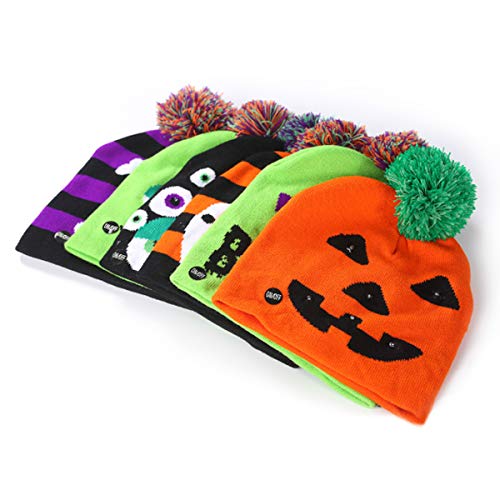 NICOLIE Halloween Led Hat Beanie Gorro De Punto Light Up Xmas Compatible con Mujeres Hombres Unisex - 1