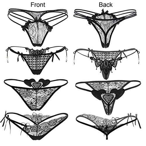 Nightaste Bragas transpirables suaves de encaje con tanga de encaje para mujer [Estilo1 -Medio ]