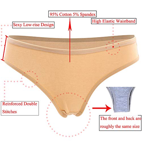 Nightaste Ropa Interior Tangas de Algodón para Mujeres (Paquete de 5) (XL, 5 Color)