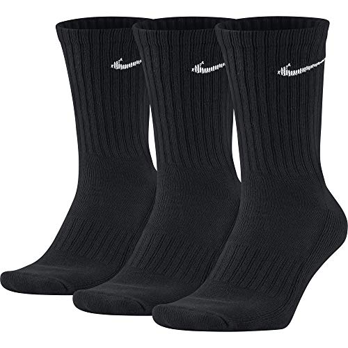 NIKE 3Ppk Value Cotton Crew Calcetines, Unisex Adulto, Negro/Blanco, S/ 34-38