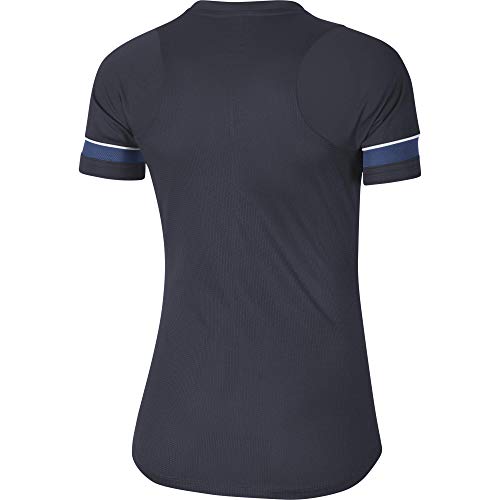 NIKE Camiseta de Entrenamiento para Mujer Academy 21, Mujer, Camiseta, CV2627-453, Negro/Blanco/Azul Real/Blanco, Large