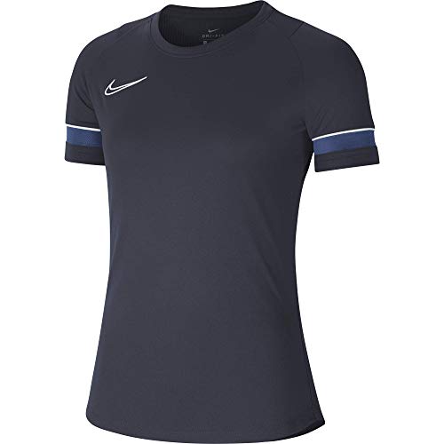 NIKE Camiseta de Entrenamiento para Mujer Academy 21, Mujer, Camiseta, CV2627-453, Negro/Blanco/Azul Real/Blanco, Large