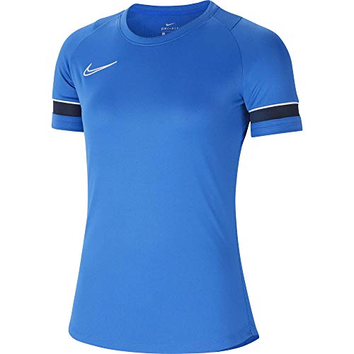 NIKE Camiseta de Entrenamiento para Mujer Academy 21, Mujer, Camiseta, CV2627-463, Azul/Blanco/Negro, Large