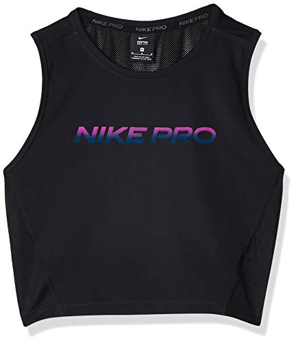 NIKE CJ3697-010 Camiseta sin Mangas W NP Crop Tank Vnr Excl para Mujer, Negro/Dk Smoke Grey, Talla L