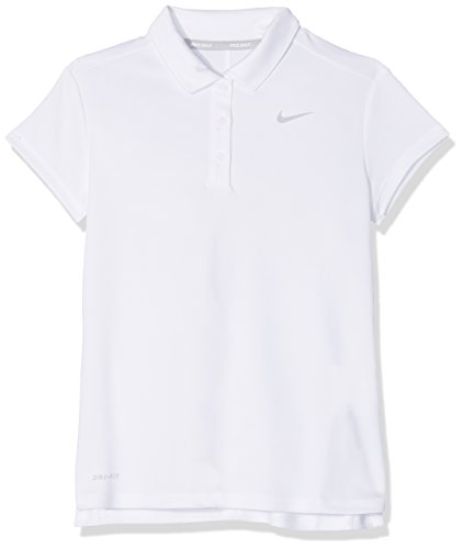 Nike Dri-Fit Victory - Camiseta para Niñas, Multicolor (White / Flt Silver), M (10-12 años)